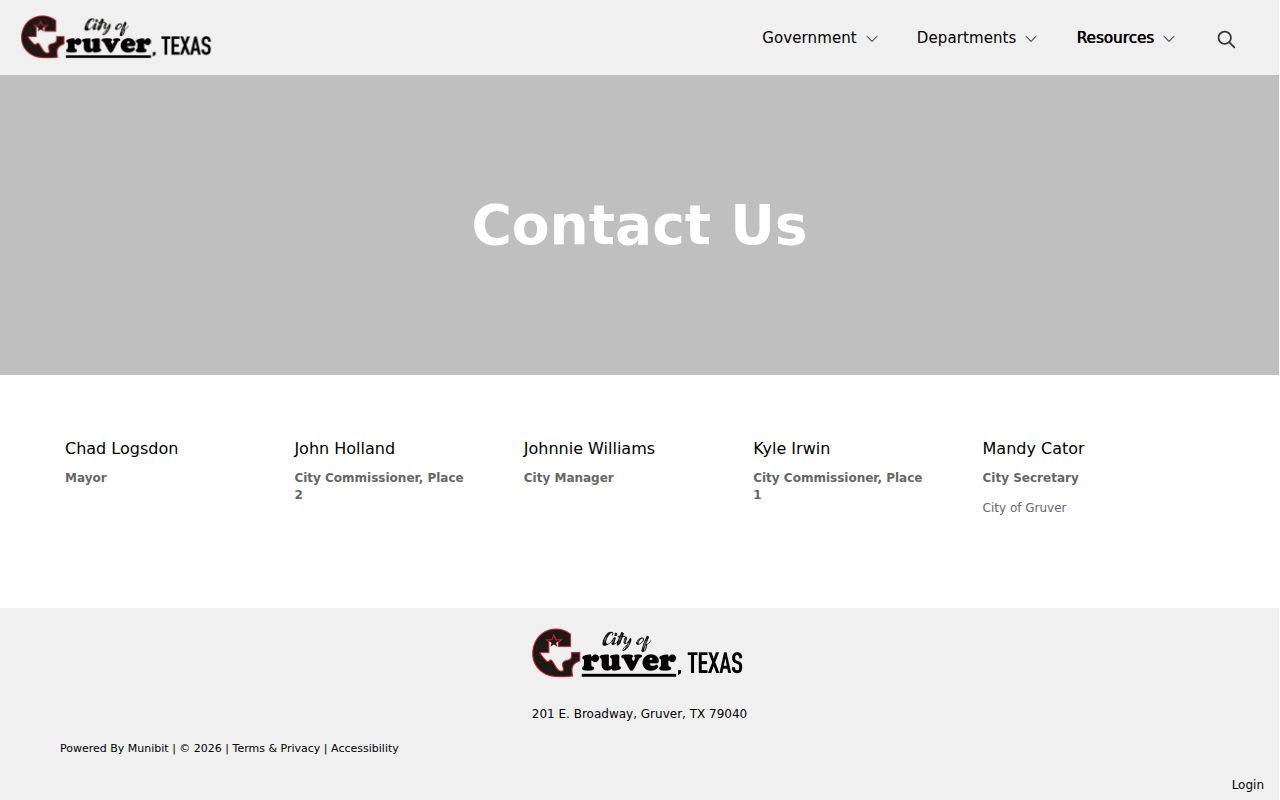 Gruver criminal records official city contact directory