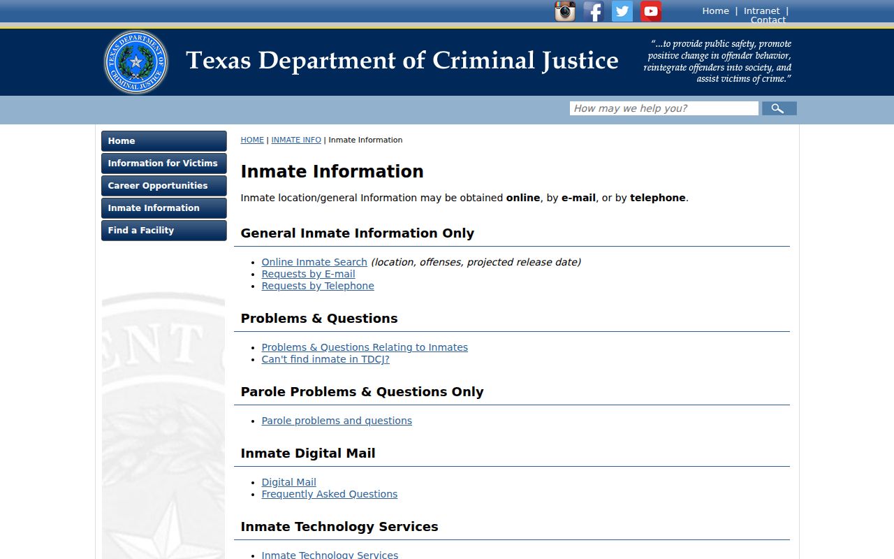 Hansford County arrest records and TDCJ offender information channels