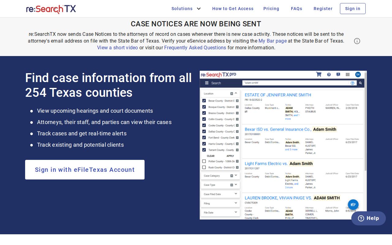 Hansford County criminal court case lookup coverage check in re:SearchTX