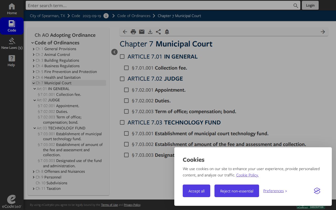 Spearman criminal records municipal court code chapter
