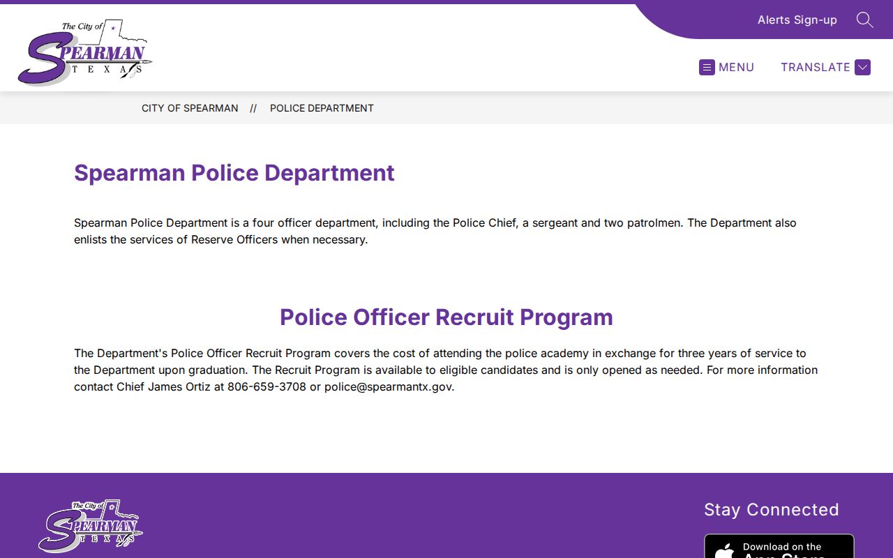 Spearman criminal records Police Department official page