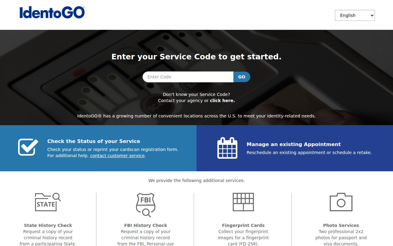 Hansford County criminal history IdentoGO fingerprint scheduler